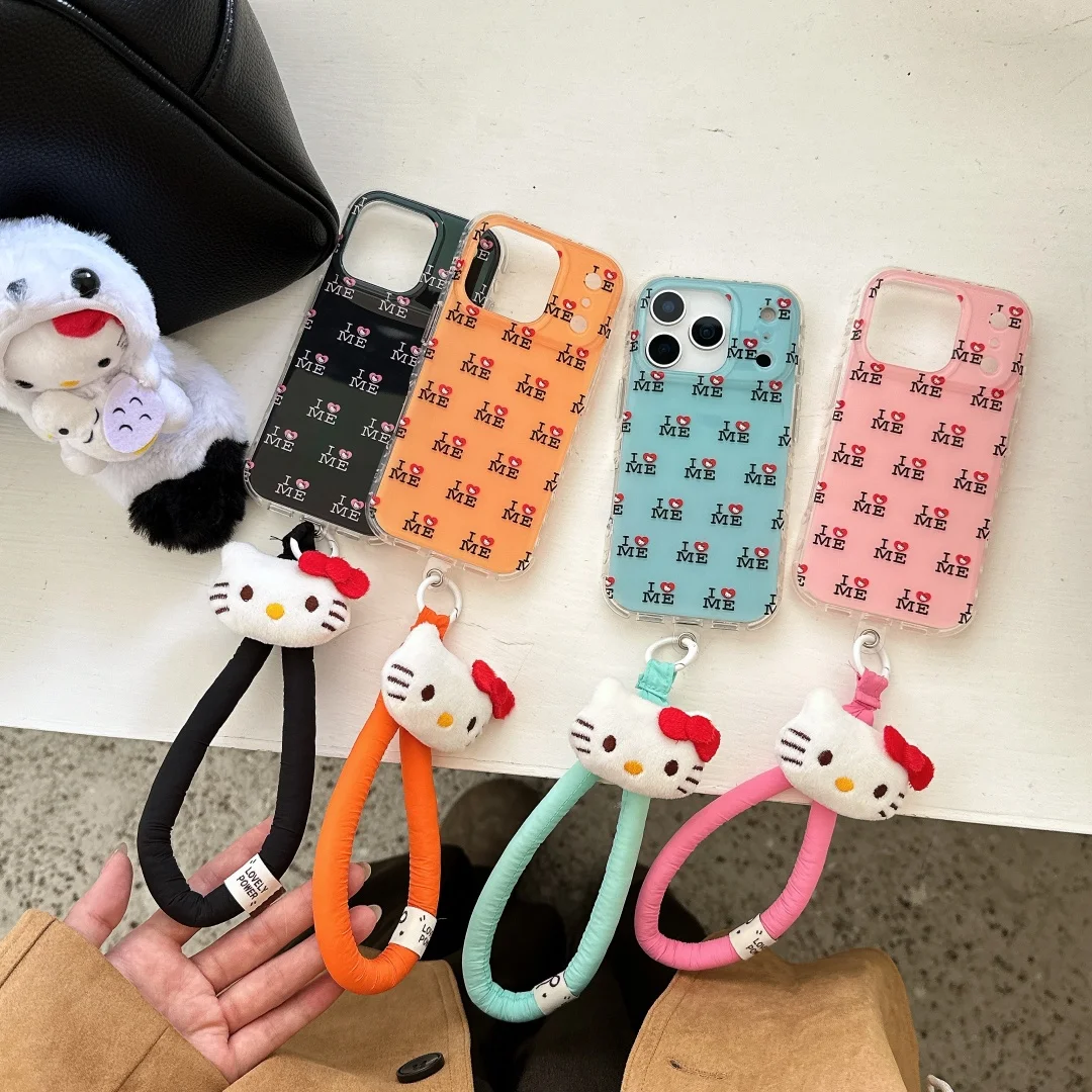 

Ins Korean Cool Cute Full Screen Letters I Love Me Phone Case For iPhone 13 14 15 16 17 Pro Max 14 Plus Y2K Cover with lanyard