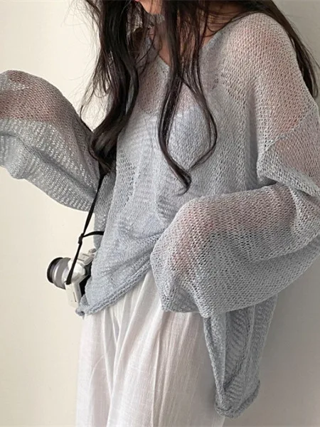 

Женский длинный жилет в стиле ретро, тонкий вязаный кардиган из полиэфирного волокна, круглый летний топ стандартной посадки