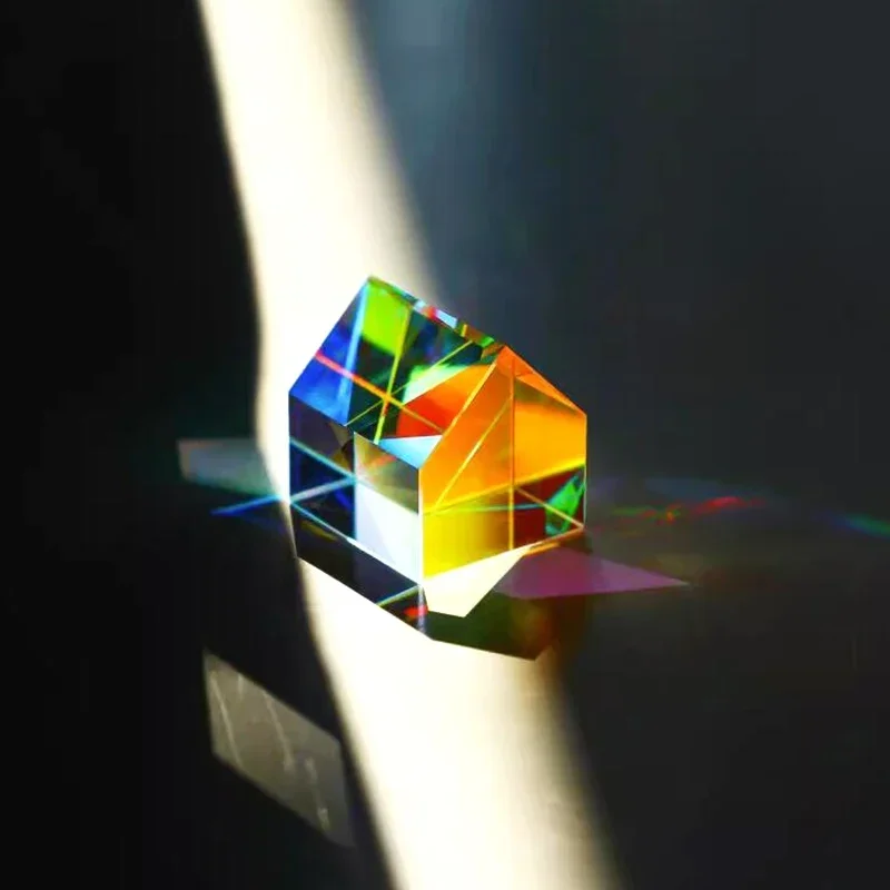 Polyhedral Sun Catcher Cube Dichroic Prism for Desktop Decoration Craft Present