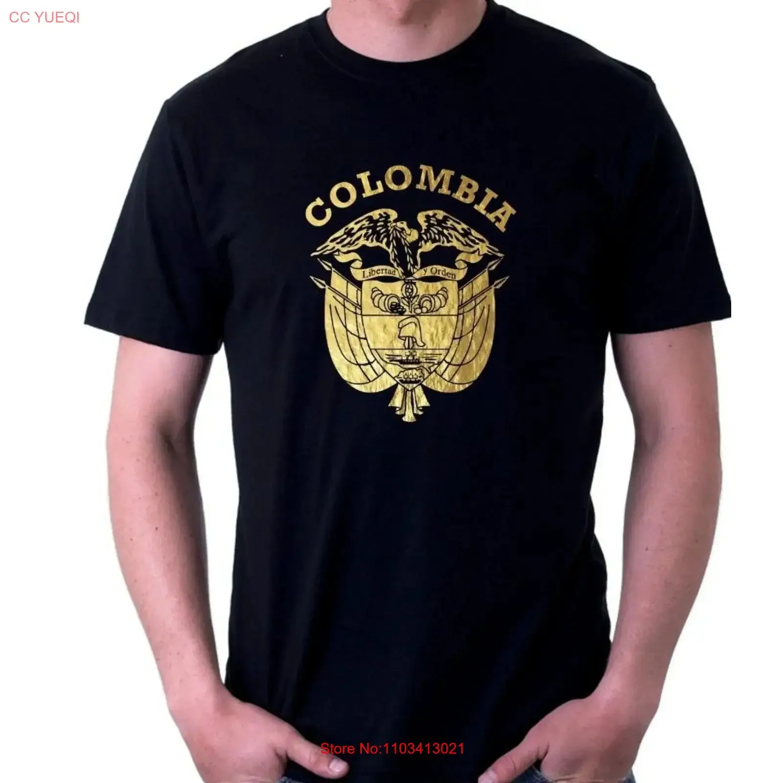 Camiseta colombiana Colombia Paisa escudo de armas camisas Camiseta Colombiana Escudo Colombiano lámina dorada vintage lavado cómodo