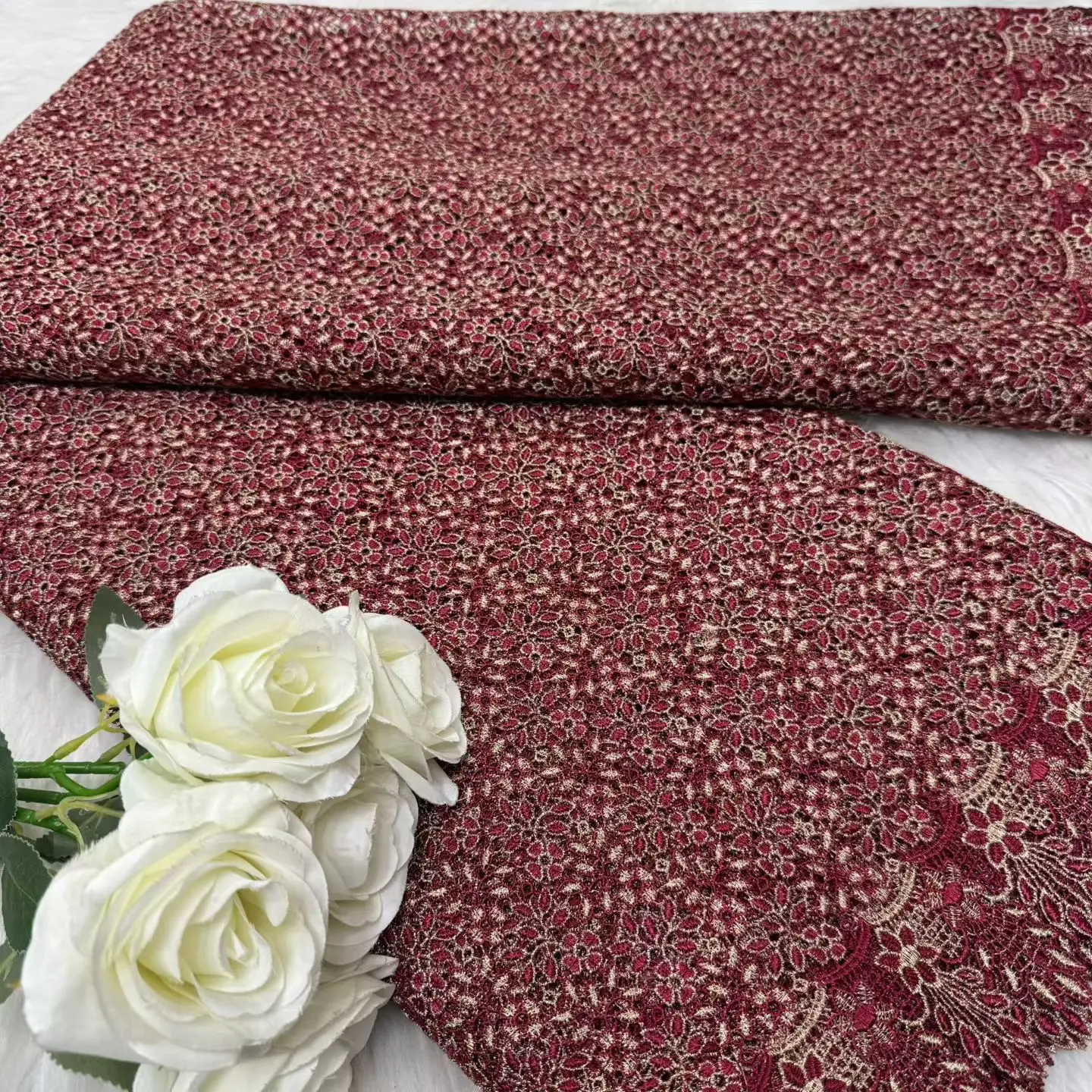 Nigerian Guipure Cord Lace Fabric African Embroidery Fabric 2026 High Quality For Elegant Women Party Sewing Women Asoeb Hm211-1