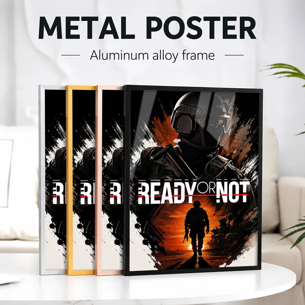 Ready Or Not Tactical Game Framed Metal Print Customized Photo Minimalist Operator Style Wall Art For Media Room Birthday Gift