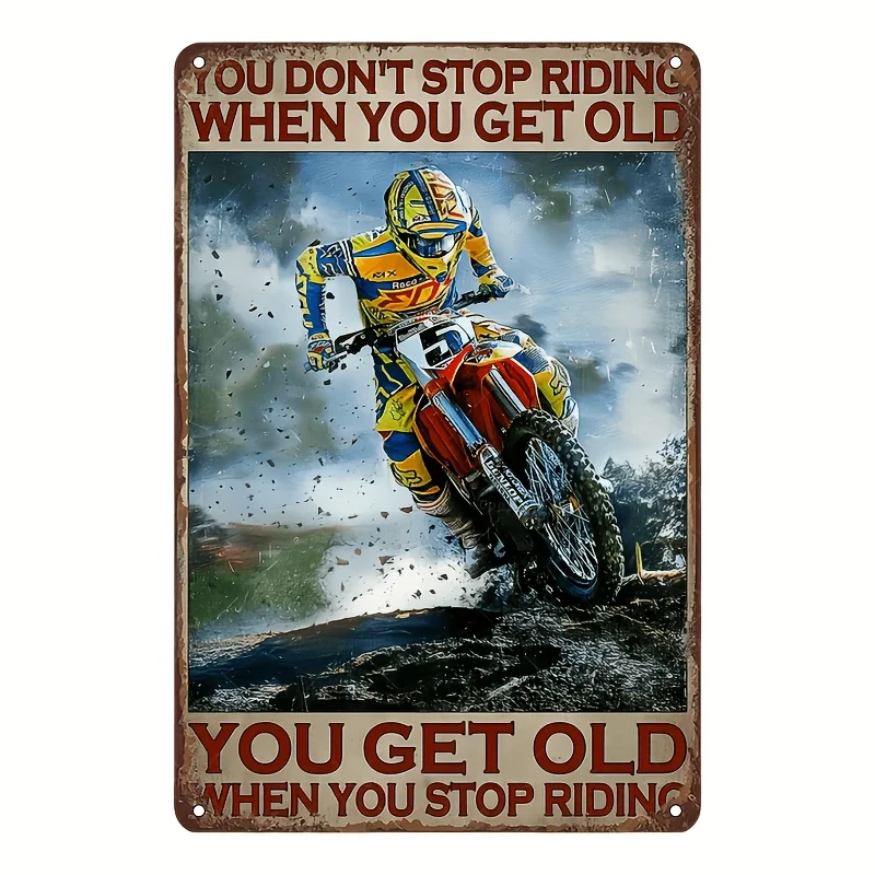 Vintage Off-Road Legend Metal Sign -  Inch, Rustic Iron Wall Art with Motocross Rider Design, Perfect for Garage & for Man Cave