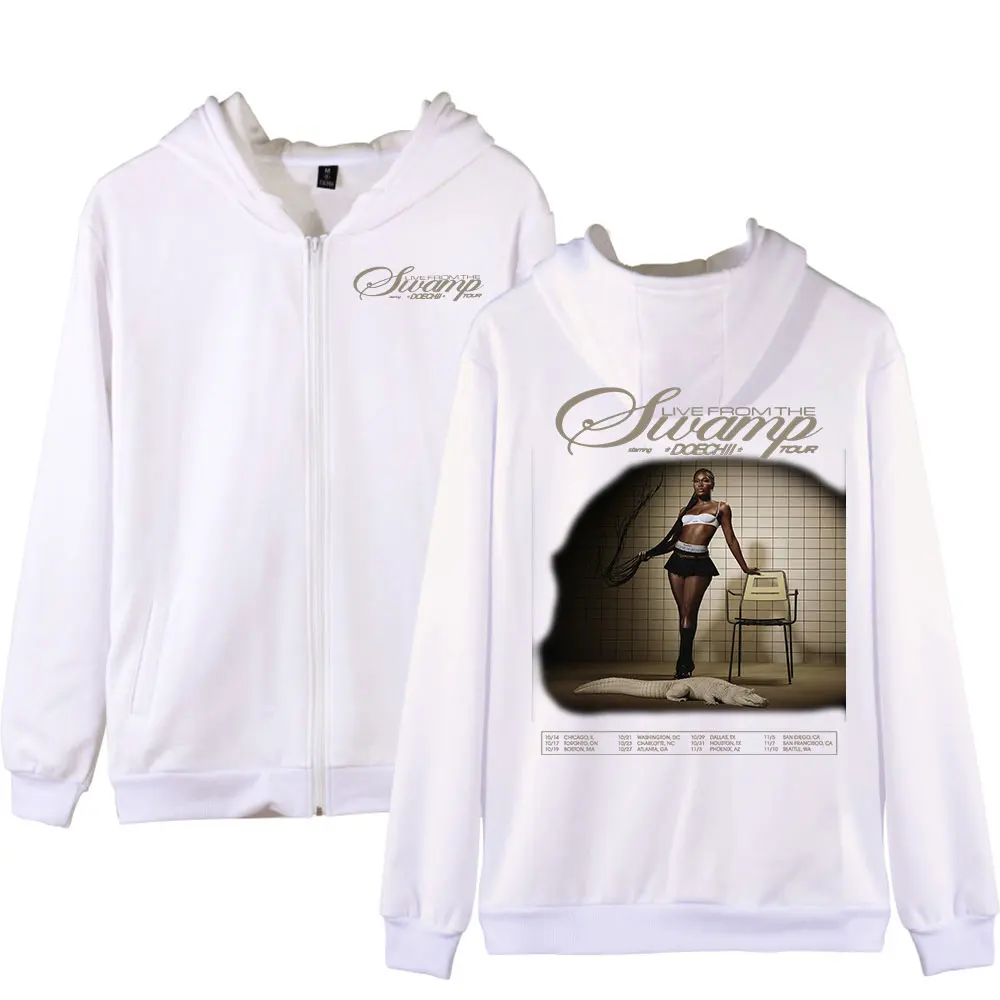 Doechii Live from the Swamp Tour 2025 Bluzy z kapturem Merch Damskie Męskie Długi rękaw Moda Casual Bluza z kapturem na zamek błyskawiczny