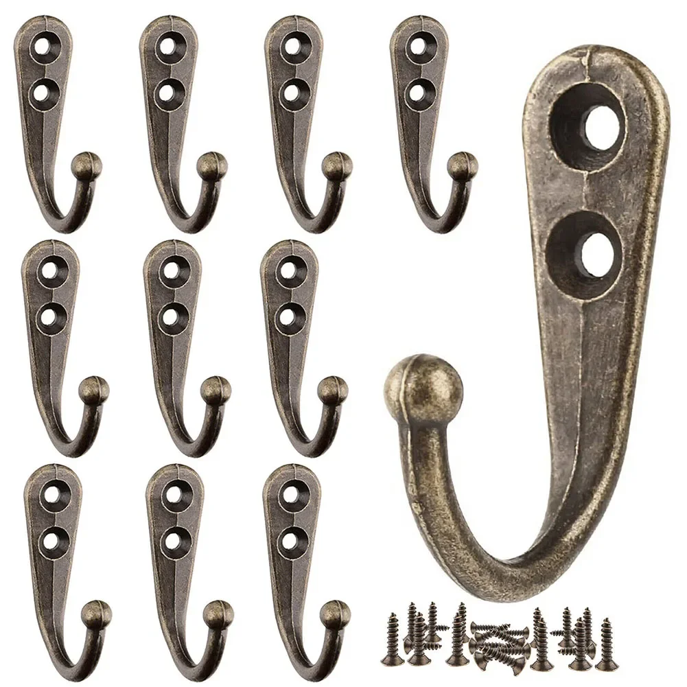 Black Bronze Hooks Screws Hook Door Robe Clothes Hangings Vintage Coat Hooks Zinc Alloy Anti-rust Anti-scratch