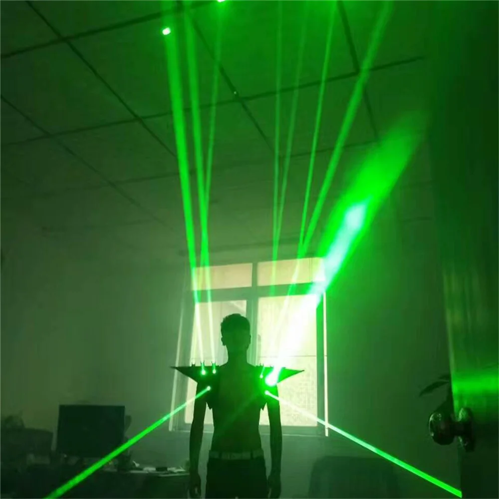 Magicool Laser Costumes Shoulder Green Laserman Stage Dance Show Jacket Performance Lighting Props Party Clothes