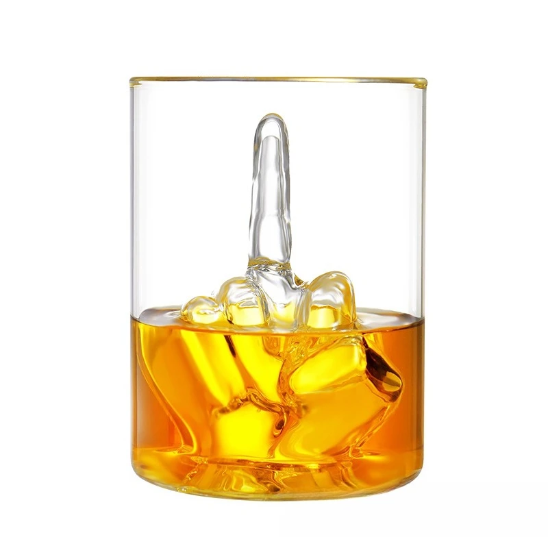 370ml High Borosilicate Transparent Glass Middle Finger Cup Water Cup Whiskey Glass