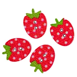 50PCS 22MM Wooden Buttons 2 Holes Handmade DIY Clothing Accessories Red Pink Strawberry Shaped Sewing Buttons for Kids Clothes