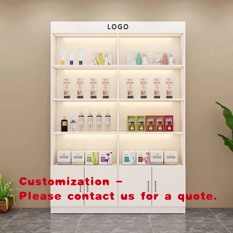 

custom.Custom White Retail Display Shelf Cabinet General Merchandise with LED Light