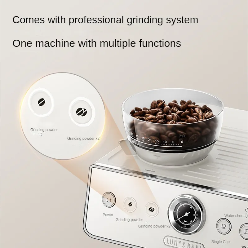 Итальянская кремово-белая полуавтоматическая кофемашина — интегрированная система шлифования для профессионального домашнего и коммерческого использования ​