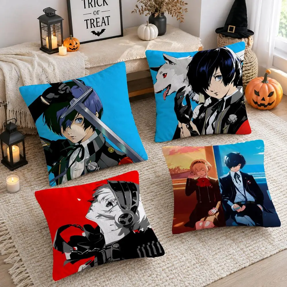 Game Cool P-Persona 3 Cushion Cover Plush Decorative Pillow Case With Hidden Zipper Cutecore Room Decor For Home