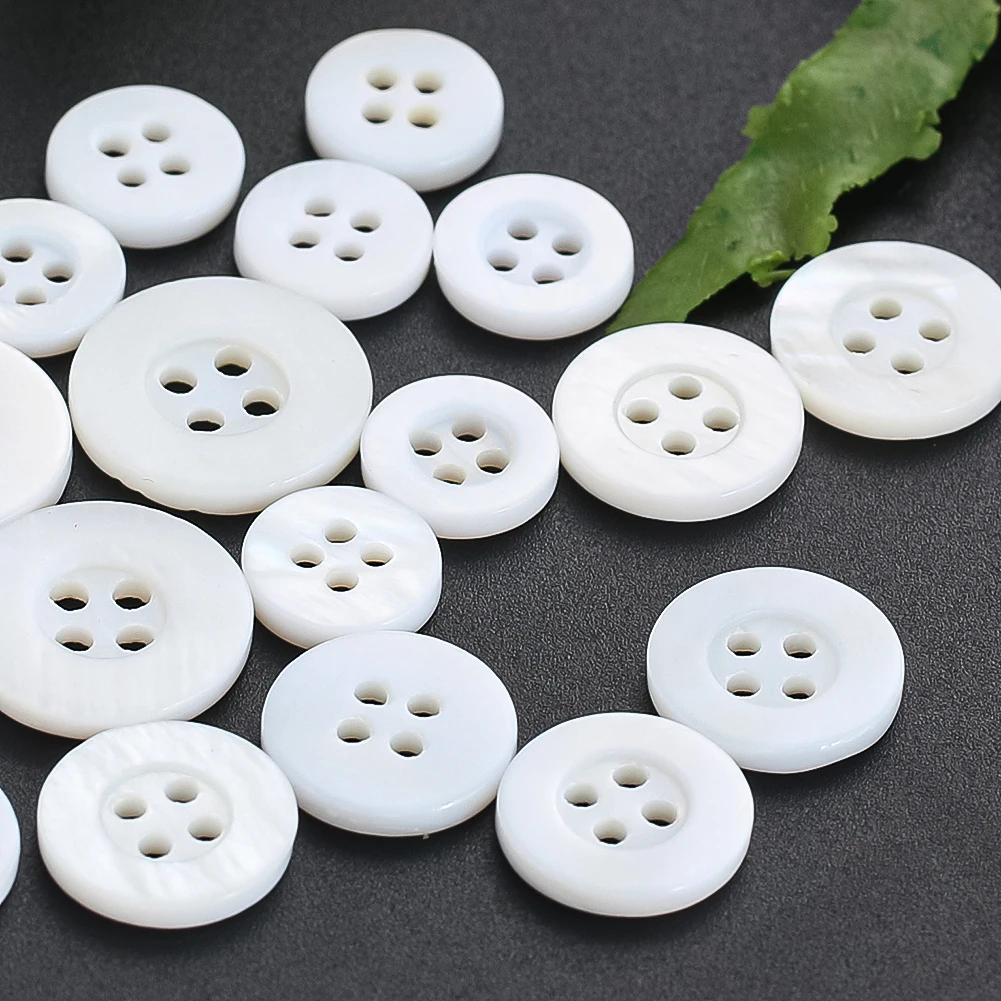 10PCS Natural Shell Buttons Round Mother of Pearl Buttons Embellishment Clothing Decor DIY Sewing Accessories Scrapbooking Craft