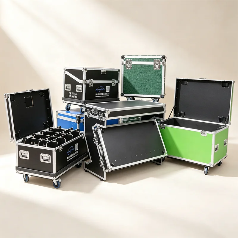 Stage Lighting Audio Console Equipment 9mm Plywood Ball Corner Recessed Butterfly Latch Blue Green Black Large Flight Case