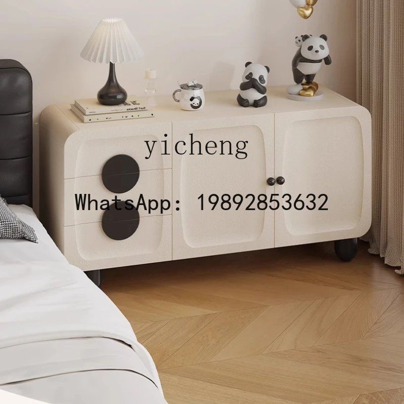 AA  French Panda Bedside Cabinet  Integrated Bedroom Large Capacity Wall Cabinet