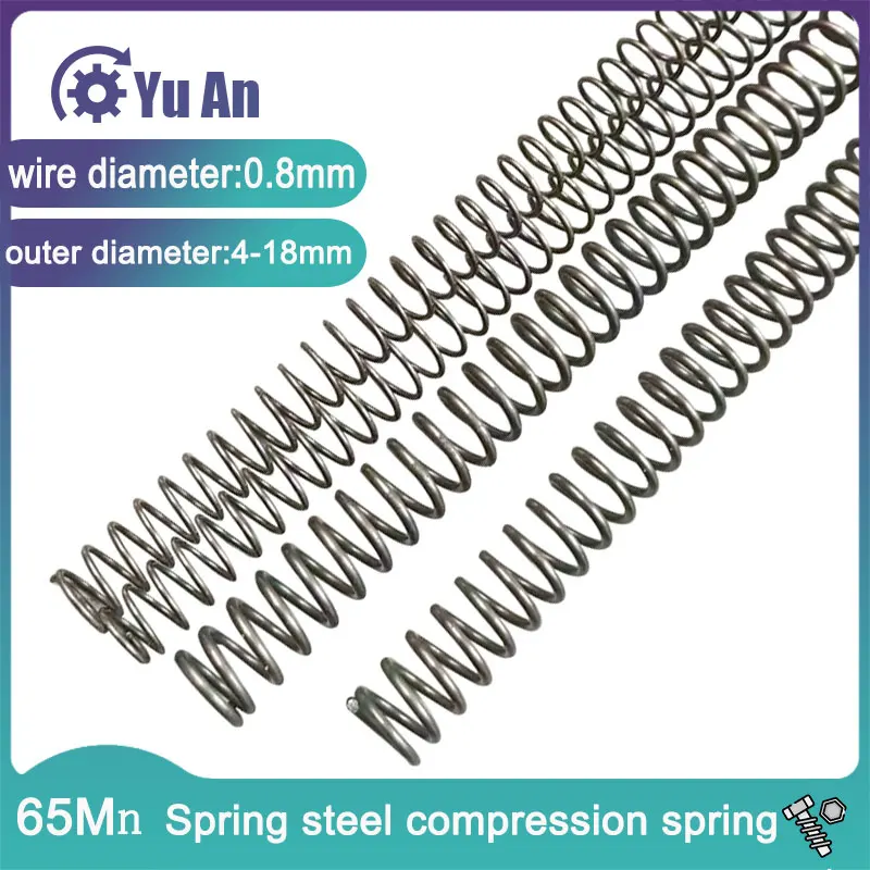 Ressorts hélicoïdaux pour machines, 0.8mm, ressort de Compression, ressorts de pression Extra longs étendus, diamètre du fil OD 4mm-18mm, longueur 100-300mm