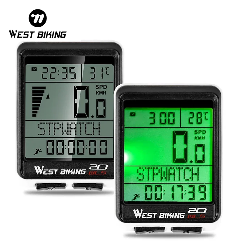 WEST BIKING LED Bicycle Computer Bike Speedometer 5 Language Wireless Bike Odometer Waterproof Cycling Bicycle Speedometer