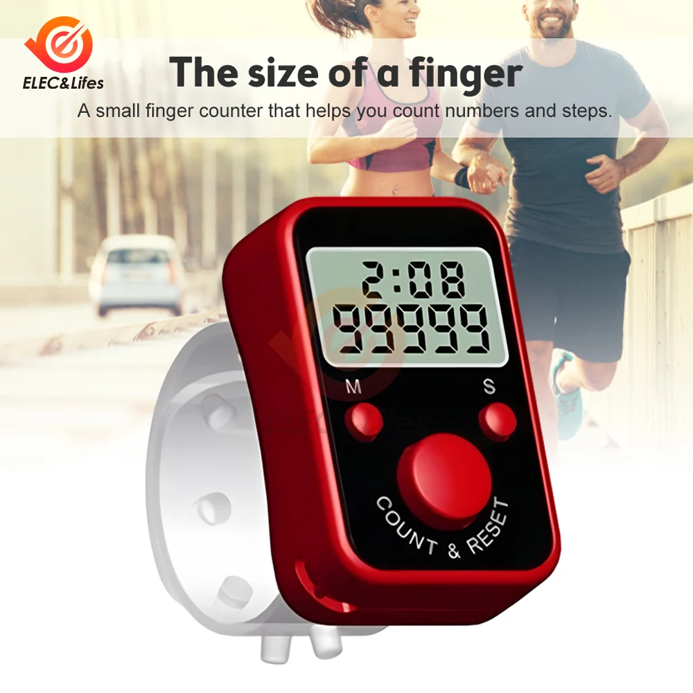 5 pçs mini contador de dedo lcd display digital elétrico com luz tempo contador ponto marcador costura tricô tecer buda
