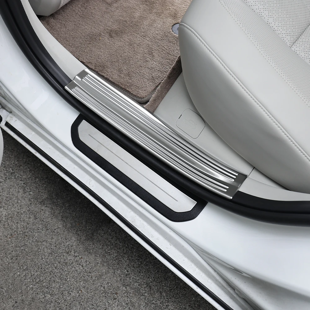 لكيا EV4 2025 2026 4 قطعة الفولاذ المقاوم للصدأ عتبة الباب الداخلي حماة الجبهة الخلفية عتبة عتبة الحرس خطوة الملحقات #3