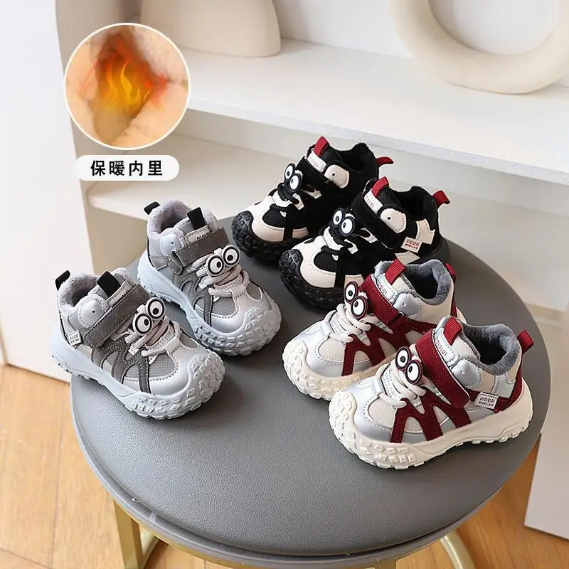 

Kawaii Casual Shoe Children S Shoes Winter New Kids Sneakers Fleece Lined Cotton Baby Shoes Girls Boys Cute Cartoon Running