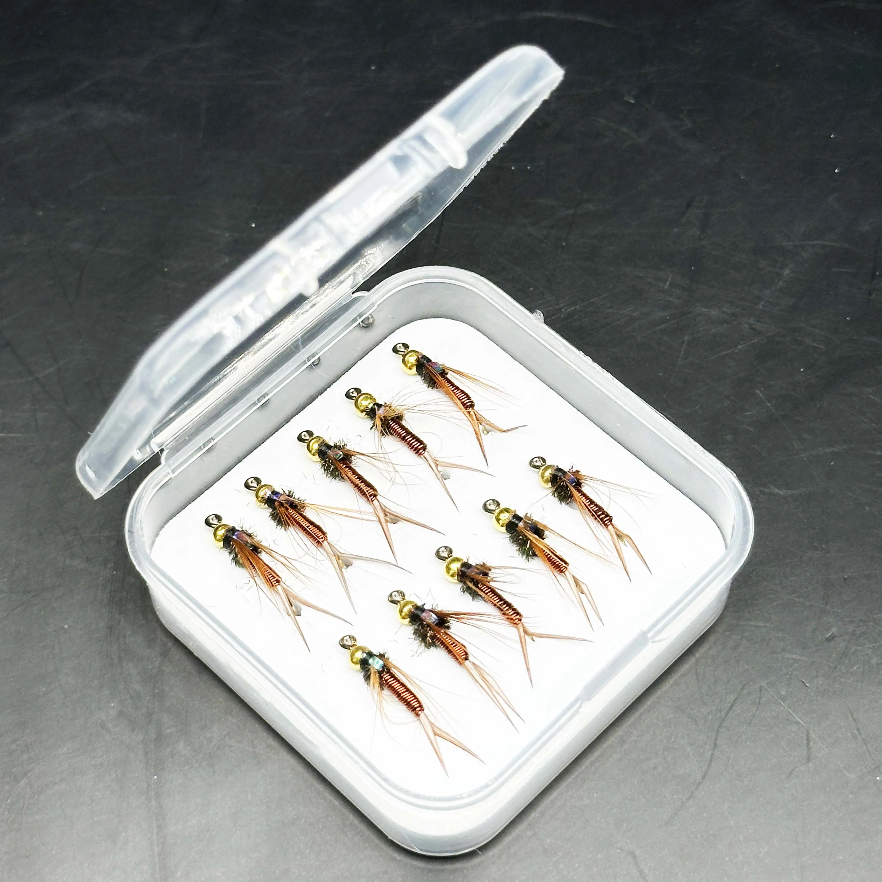 5/10 Stücke Fliegenfischen Lockt Künstliche Insekten Köder Brasshead Prinz Nymphe Süßwasser Forelle Lachs Hecht Bass Nass Flie Bionics Fliegen – Detail 4