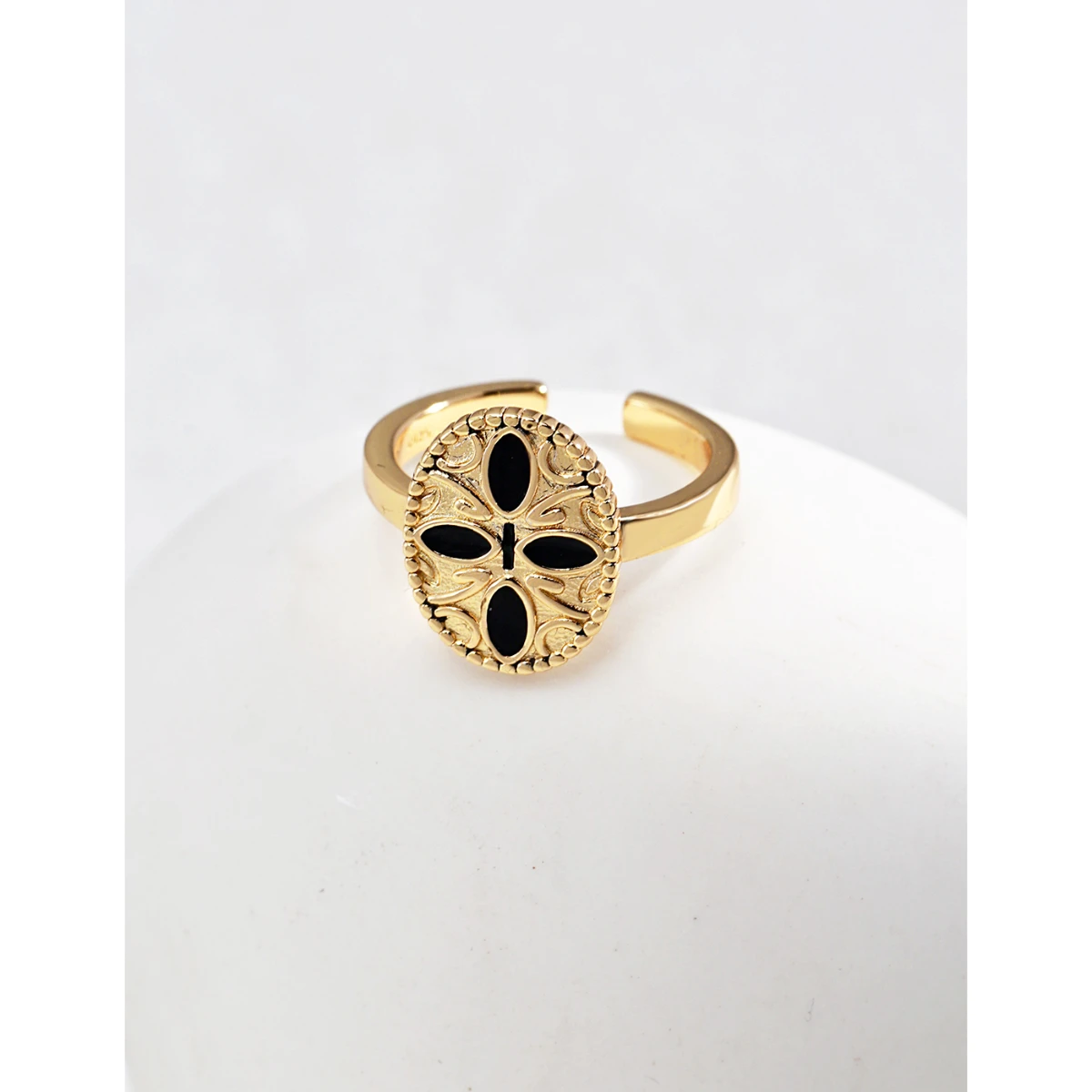 Brand new S925 sterling silver plated 18K gold | Drop glazed ring 101868