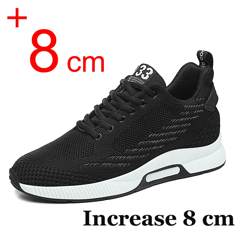 Men Sneakers Elevator Shoes Height Increase Shoes For Men Hidden Heels 8cm 6cm Optional Breathable Sports Height Increasing Man