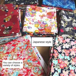 Printed Japanese Cotton Fabric By The Meter for Clothes Kimono Sewing Cartoon Sakura Floral Pattern Bronzing Cloth Thin Textured