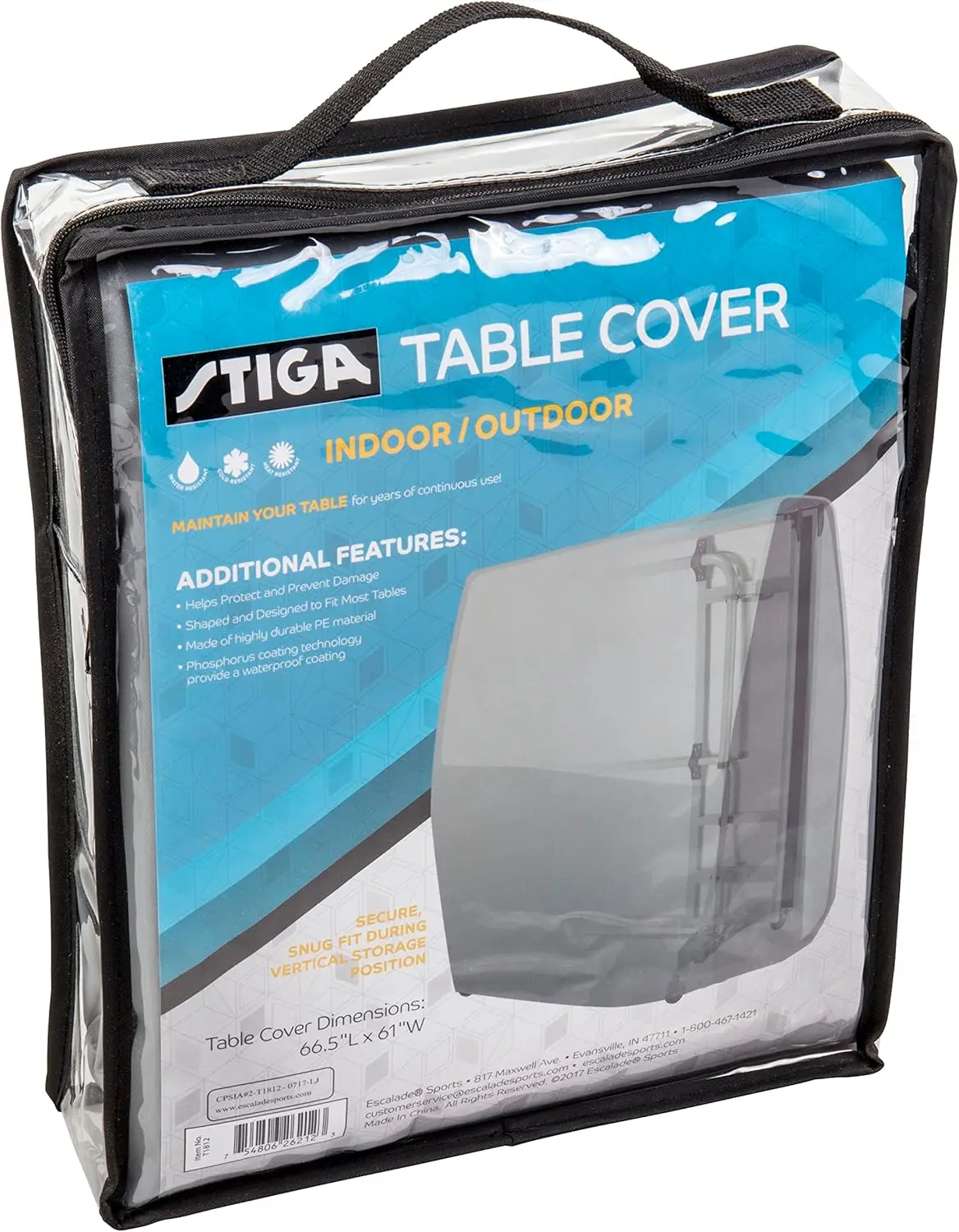 

STIGA Universal Ping Pong Table Cover- Outdoor/Indoor - Premium All-Weather Resistant, Rust Resistant, UV Protection – Elastic F