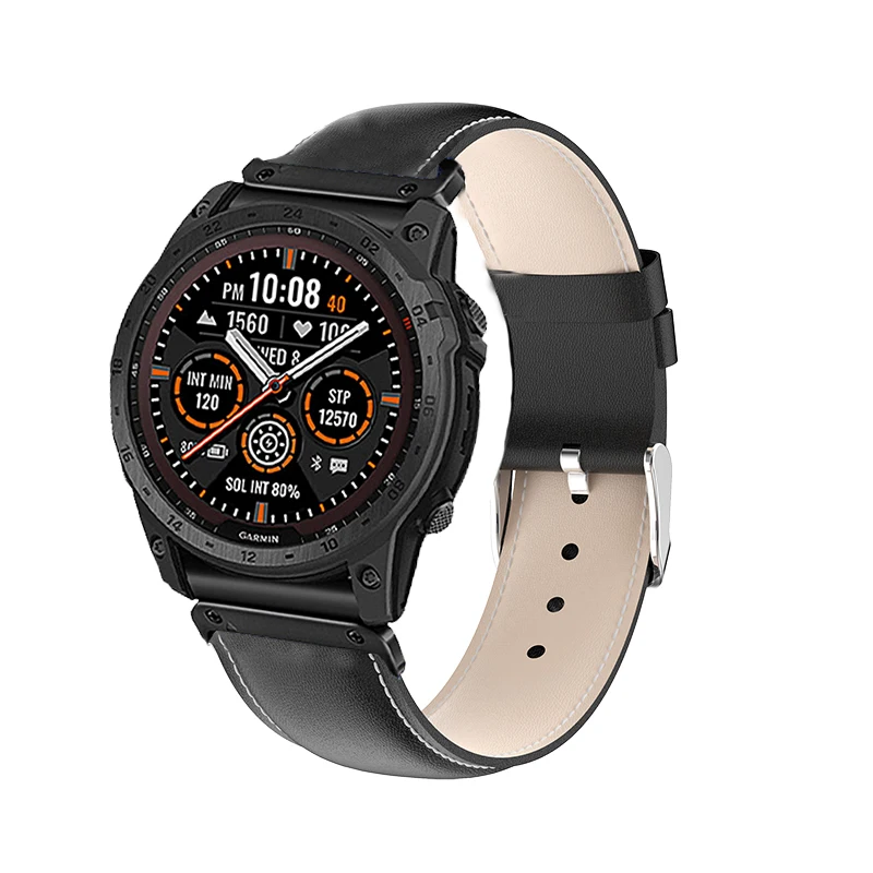 Quickfit 20 22 26 mm Leather Strap For Garmin Watch Fenix 5 6 6S 7 Pro 7S 7X 8 AMOLED 43 47 51 Enduro 1 2 3 Approach S70 Band