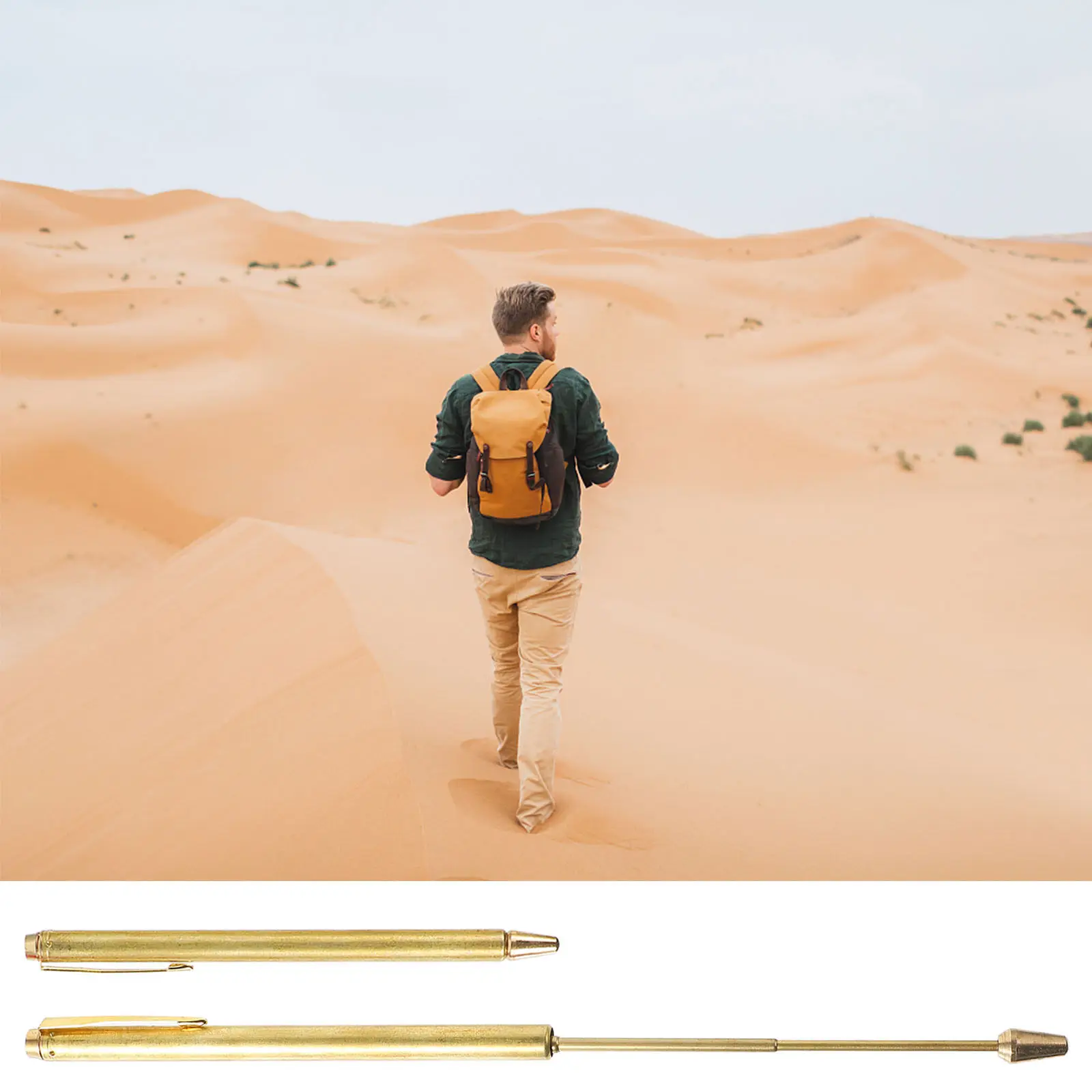 2pcs Copper Dowsing Rods Retractable Pen Shape Divining L Rods Water Measuring Tool Practical Gifts