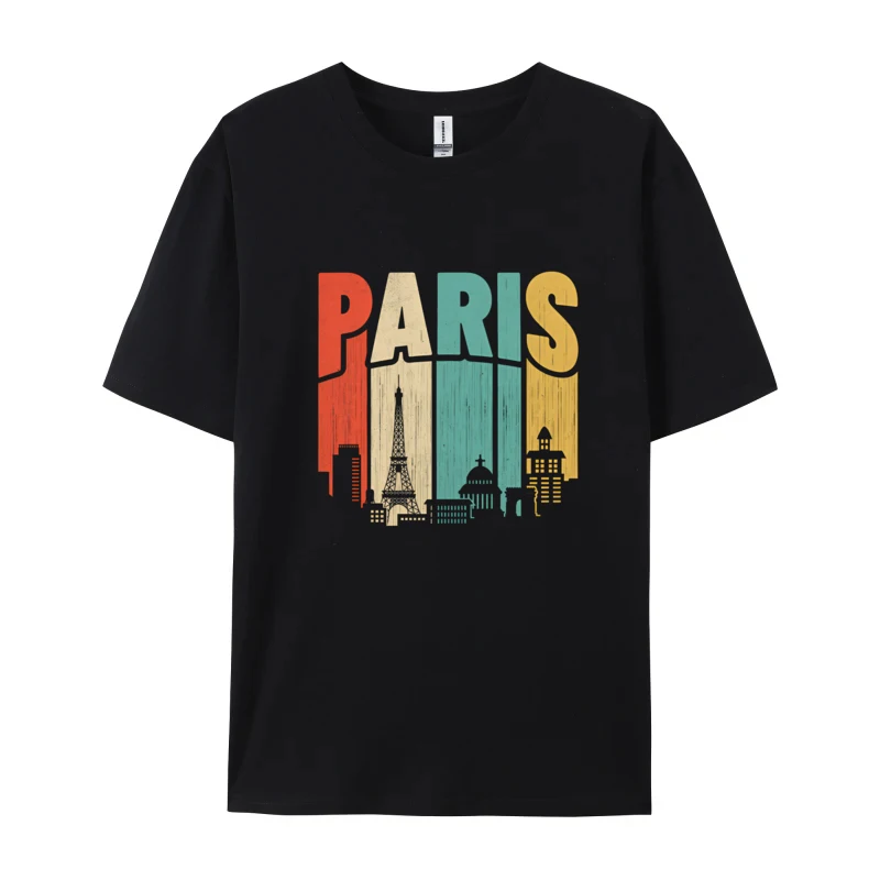 Vintage Graphic T Shirts Europe Tops & Tees Paris Skyline Personalized Camisa City Night Scene City Walk Tshirt For Men