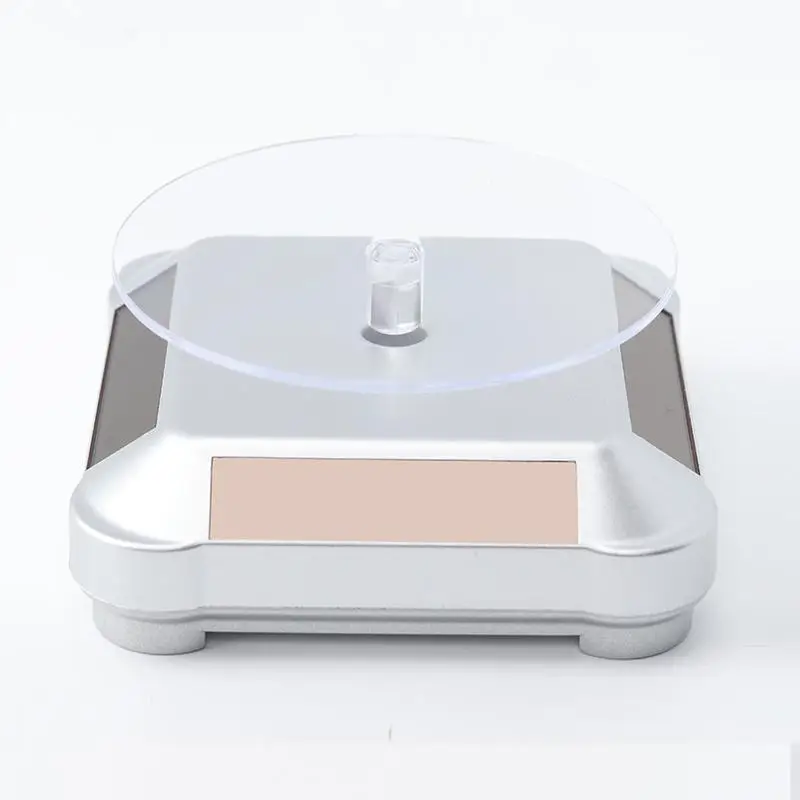 1pc vitrine solar 360 plataforma giratória jóias relógio anel suporte do telefone exibição organizador de jóias expositor rígido 4 cores