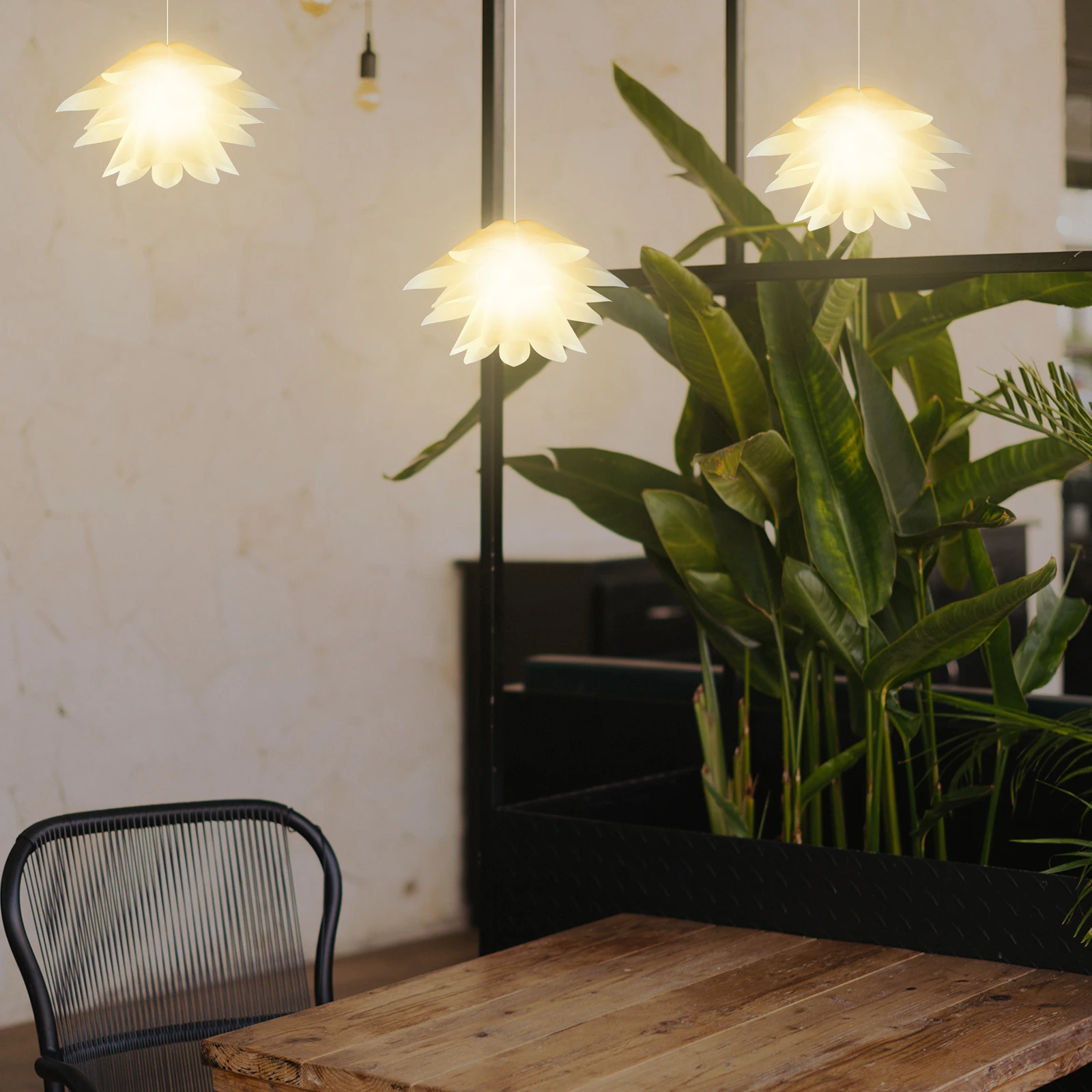 لوتس مصباح معلق 35 سنتيمتر بولي كلوريد الفينيل البلاستيك ضوء السقف الإبداعية الزخرفية معلقة ضوء للمنزل غرفة الطعام مقهى مخزن بار E27