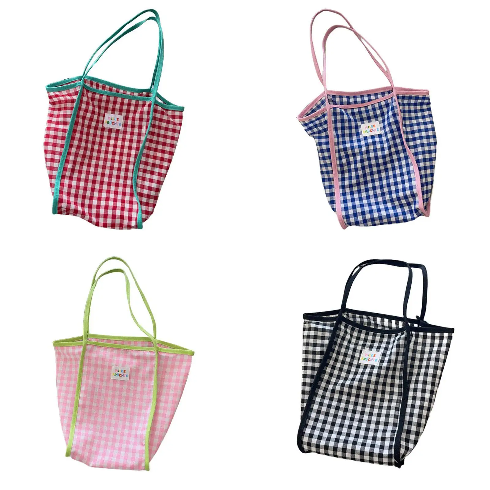 Women Shoulder Bag Checkered Pattern Travel Tote Bag for Vacation Outdoor