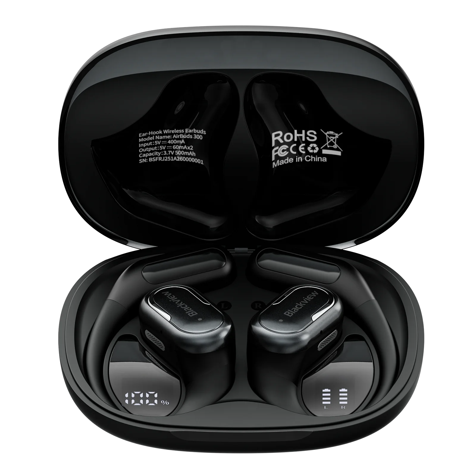 【¥2,625】Blackview Airbuds 300 オープンイヤー ワイヤレスイヤホン Bluetooth6.0 ブラック 日本発送 特別割引-アリエク特価アラート