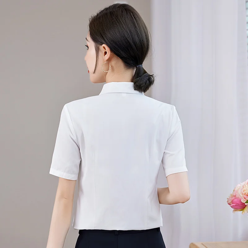 New Summer Short Sleeved Professional Formal Work Clothes Lining Women\'S Fashion Temperament Versatile Commuting Collar Shirt