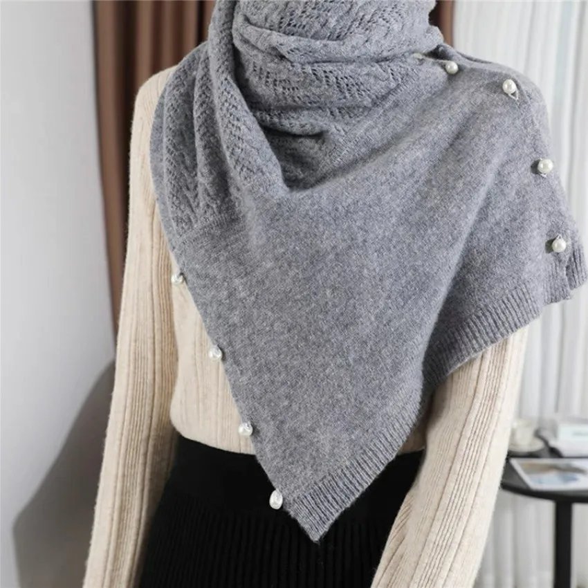 2022 Spring Autumn New Women's Knitted Shawl Cloak Multifunctional Warm Scarf Versatile Scarf Ponchos Capes Cardigan Khaki