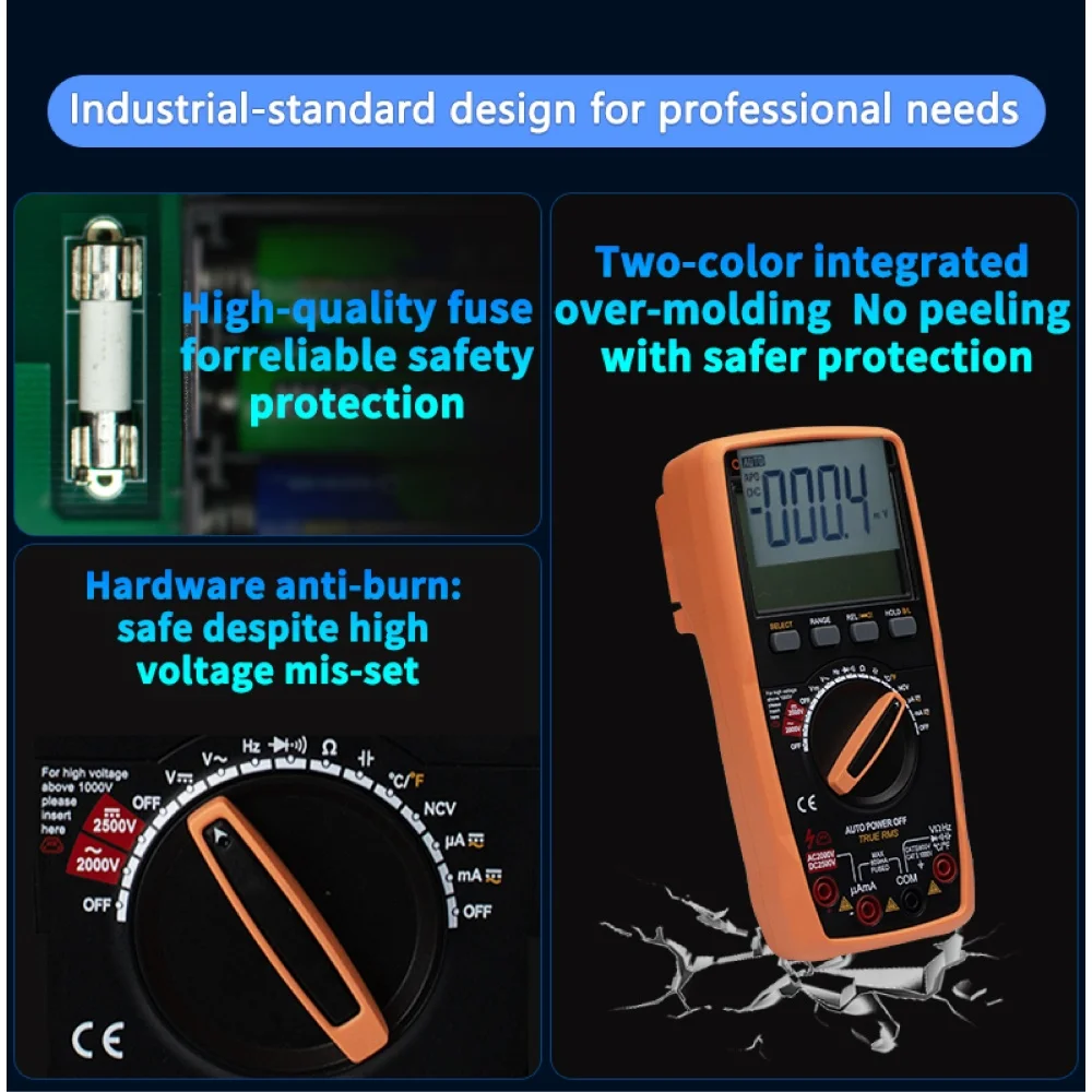 NEW OWON Smart Digital Multimeter Automatic 2500V AC/DC Current Voltage Handheld ANENG Buzzer Resistance Diode Electrician Tes