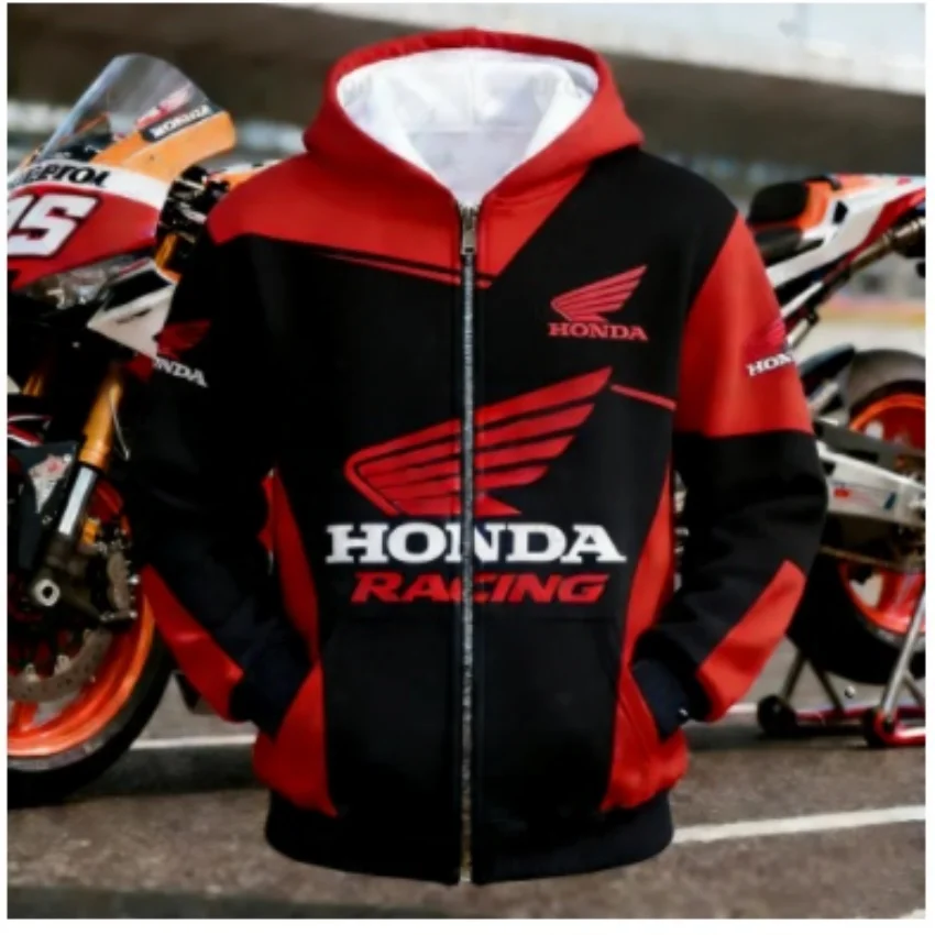 

Мужская рубашка-бомбер на молнии 2026, одежда бренда Honda, гоночная одежда, спортивная и повседневная одежда, ветрозащитная, свободная и удобная