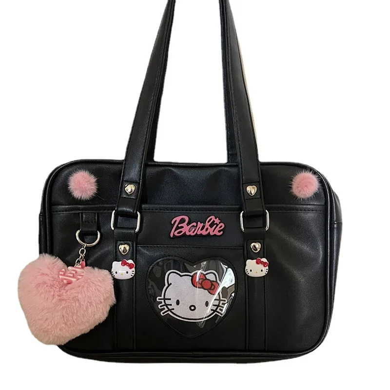 

MINISO PU Leather Women's Bag Luxury Hello Kitty Shoulder Bag for Girl Large Capacity Designer Bag High Quality Handbags