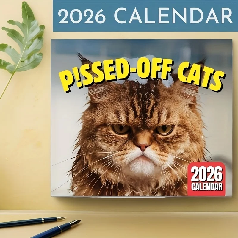 2026 Cat Calendar, Hanging Design, Containing Hilarious Cat Humor, Home or Office Decoration