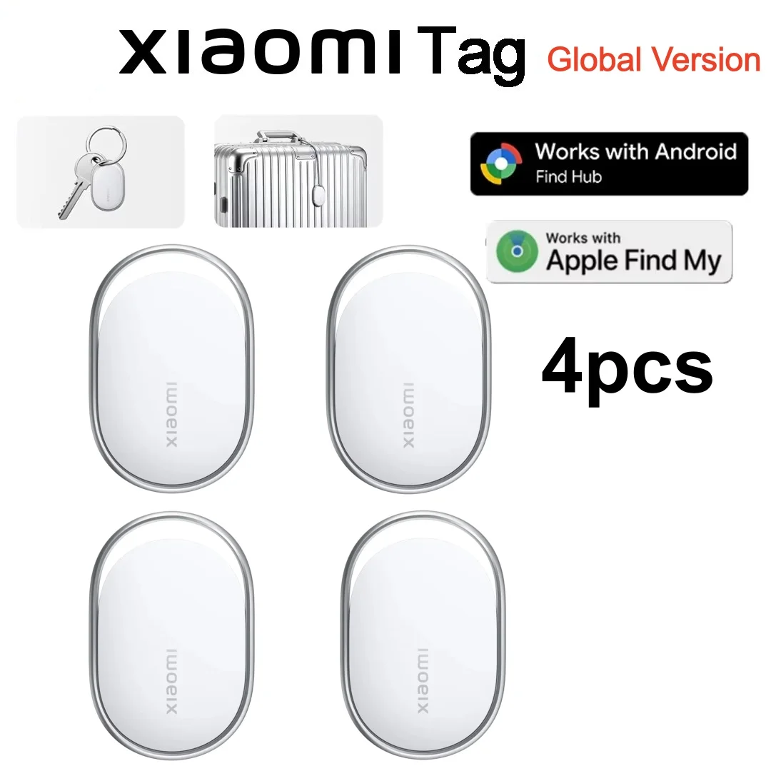 

Умный трекер Xiaomi Tag 4 Pack с Bluetooth 5.4, водонепроницаемый (IP67), совместимый с Apple Find My, для отслеживания домашних животных, детей и кошельков