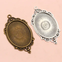 5pcs 30x40mm Inner Size Bronze Antique Silver Plated Pendant Cabochon Blank Base Setting DIY Jewelry Making Accessories Findings