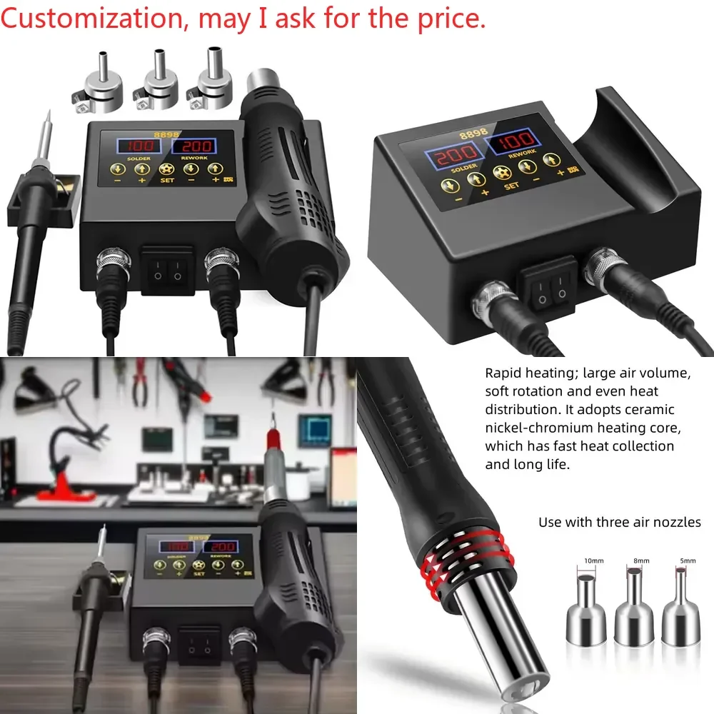 

Hot sale8898 Hot air Soldering Station 2 in 1 SMT Soldering Stations with Adjustable Temperature and Air Volume