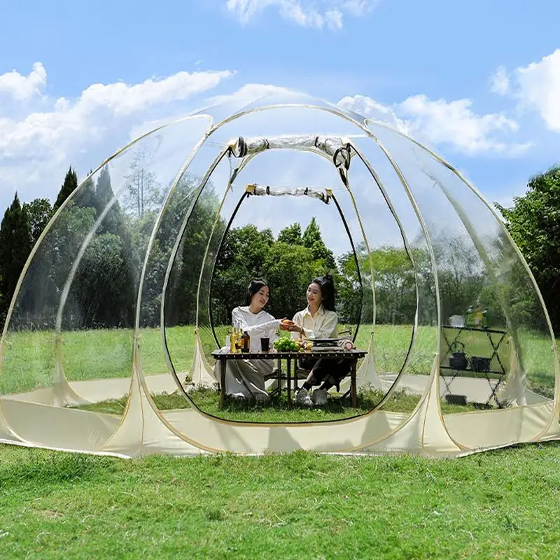 COSTWAY Tente à Bulles Pop-up Pliante Transparente 265x265cm Pour 5-6 Personnes - Idéale Camping & Loisirs Extérieurs Avec Sac De Transport