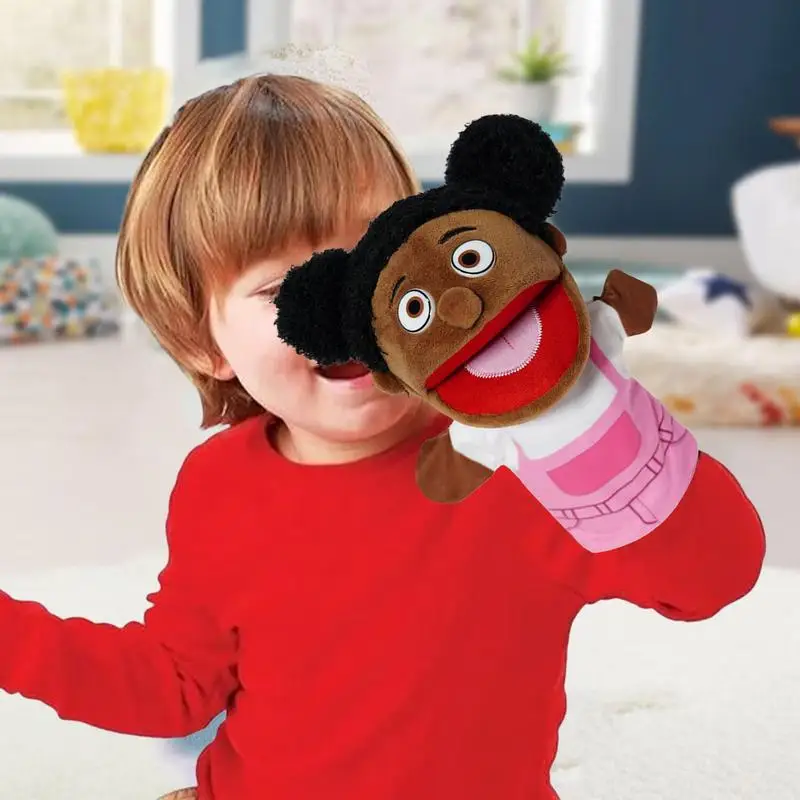 Hand Puppet Toy Black People Family Hand Puppet Plush Toys Open Mouth Grandparents Mom And Dad Puppet Show Toys For Boys Girls