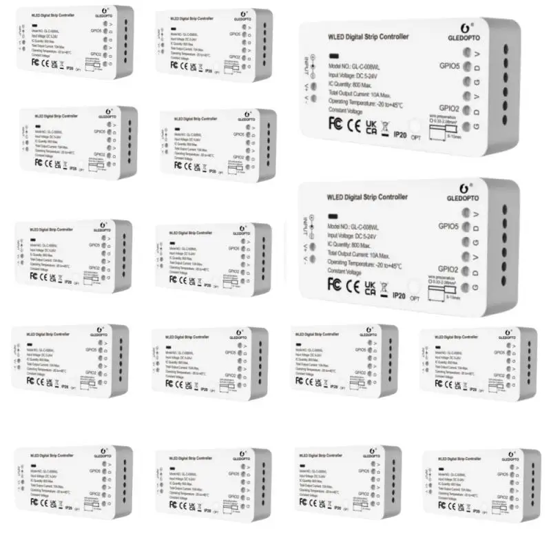 WLED 디지털 라이트 스트립 컨트롤러, WIFI DC5-24V 지지대, WS2812 2811 SK6812 및 기타 RGB RGBW 라이트 스트립 800 IC DIY 가능