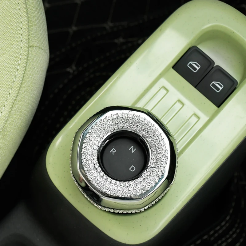 FOR Geely Panda mini shift knob Rhinestone sticker car interior modified decorative sticker diamond shift knob ring