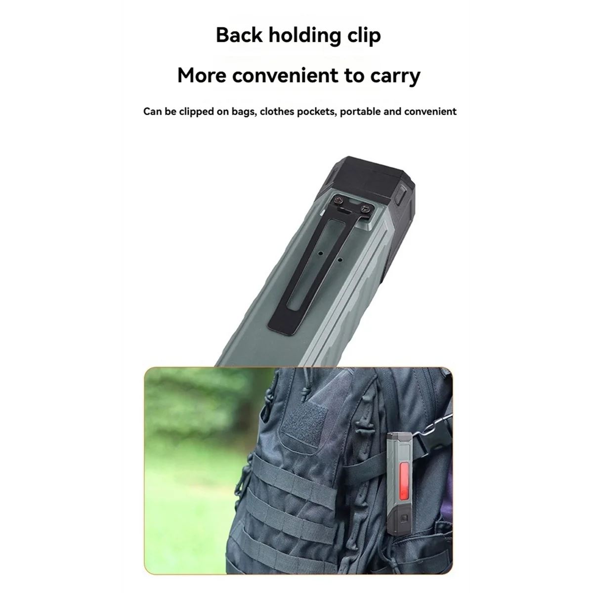 A72Z COB Flashlight Clip on Torch Handheld Camping Work Torch 90° Angle Lamp with Magnet Car Inspection Red Light Warning