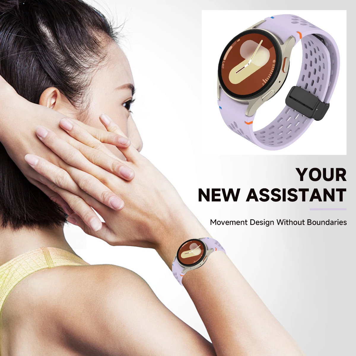 サムスンギャラクシーウォッチ用の磁気シリコンストラップ,7,6,5,4,44mm, 40mm, 6クラシック,5プロ